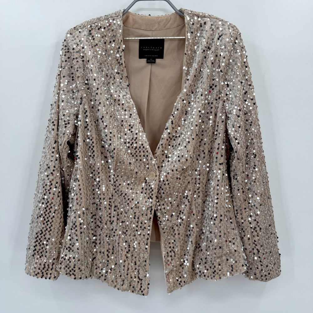 Sanctuary Charmed Button Front Sequin Blazer Plus size 1X Evening Party Jacket